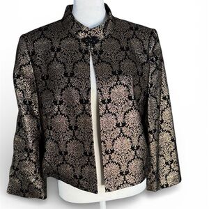 Tahari Black and Gold Brocade Jacket